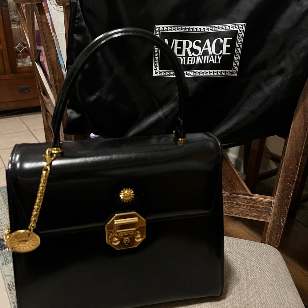Versace Black Embossed Leather Accessory